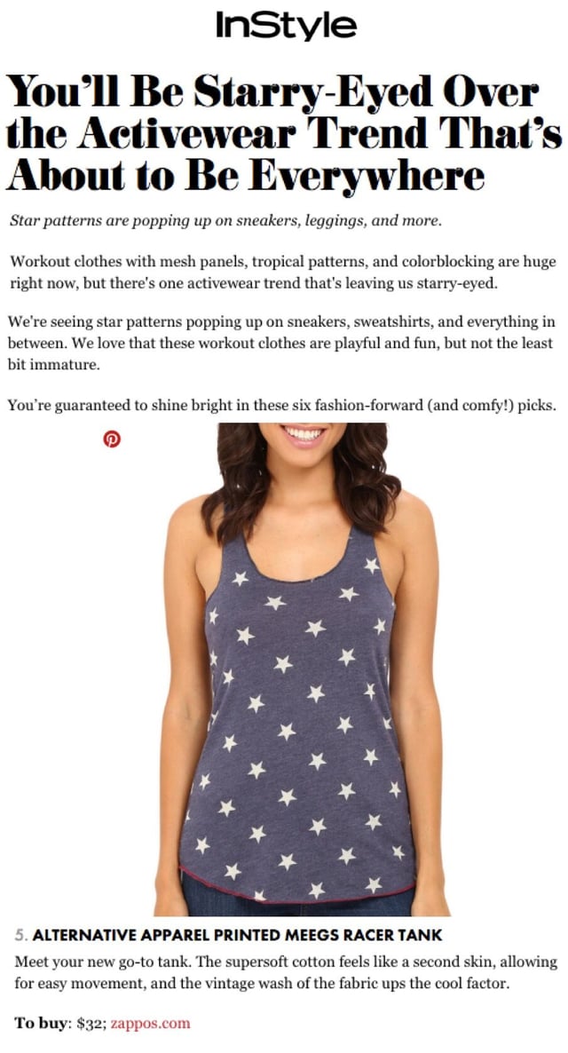 Alternative Apparel Printed Meegs Racer Tank As Seen in InStyle